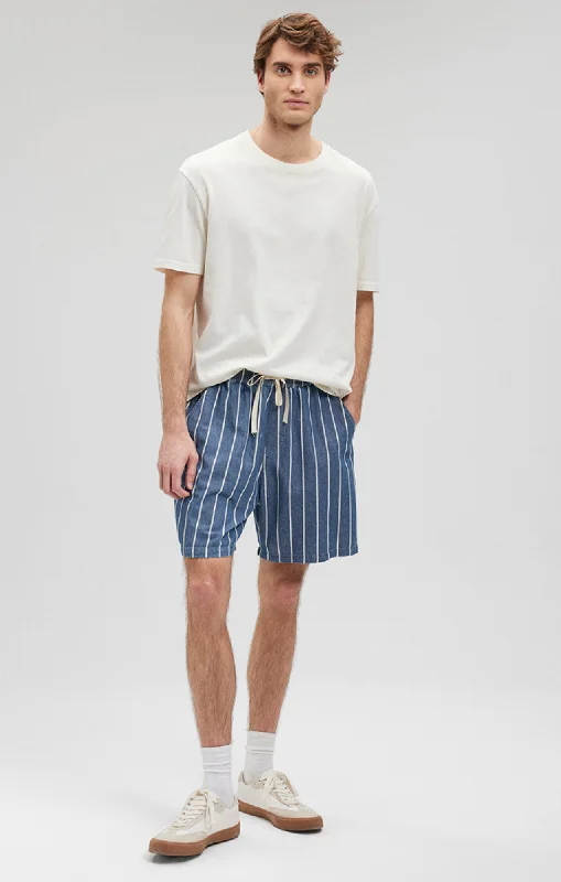 STRIPED SHORTS IN INDIGO