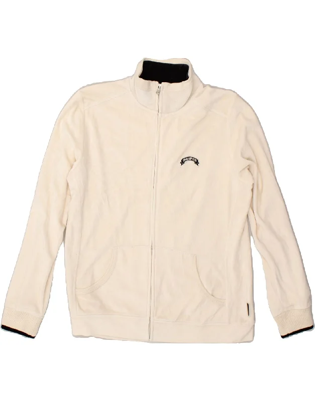 CHAMPION Womens Tracksuit Top Jacket UK 16 Large Beige Cotton