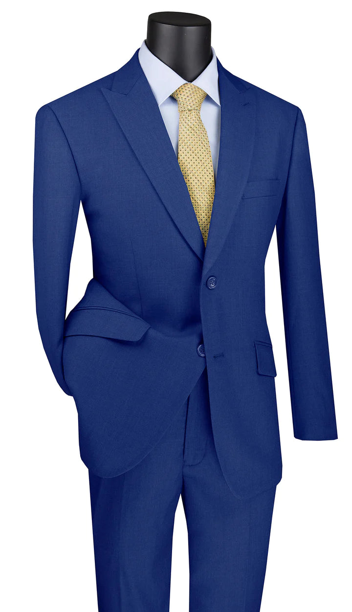 Iris Innovations Collection: Blue 2 Piece Solid Color Single Breasted Modern Fit Suit