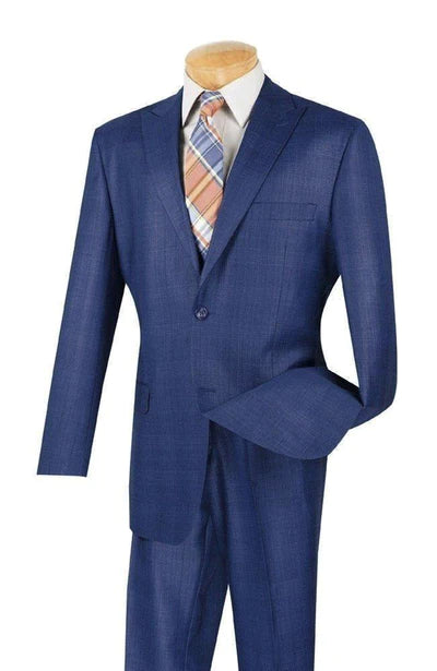 Fashinique Collection: Blue 2 Piece Glen Plaid Single Breasted Regular Fit Suit