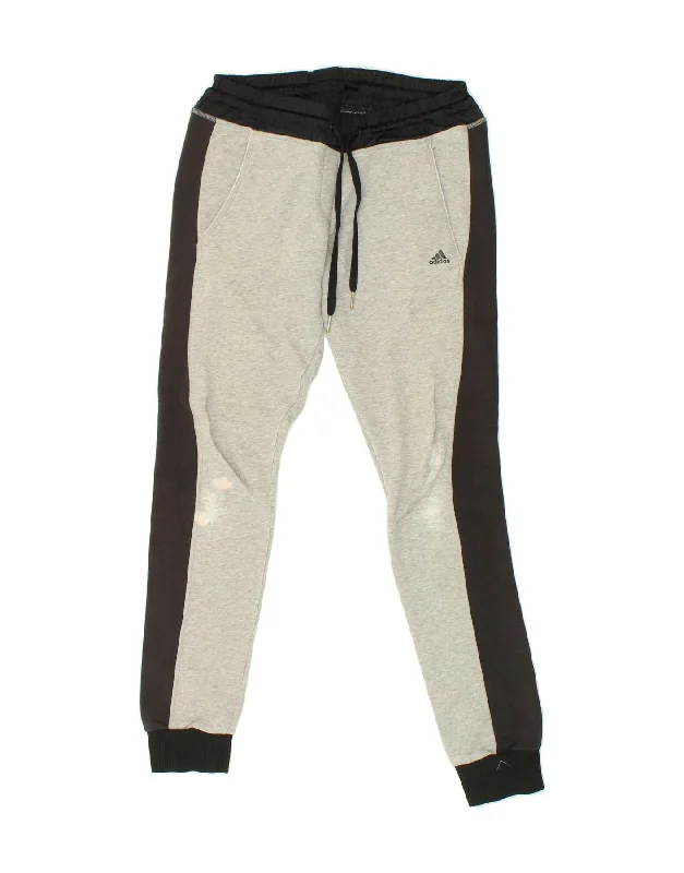 ADIDAS Womens Tracksuit Trousers Joggers UK 4/6 XS Grey Colourblock Cotton