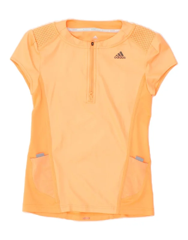 ADIDAS Womens Running Short Sleeve Tracksuit Top UK 4/6 XS Orange