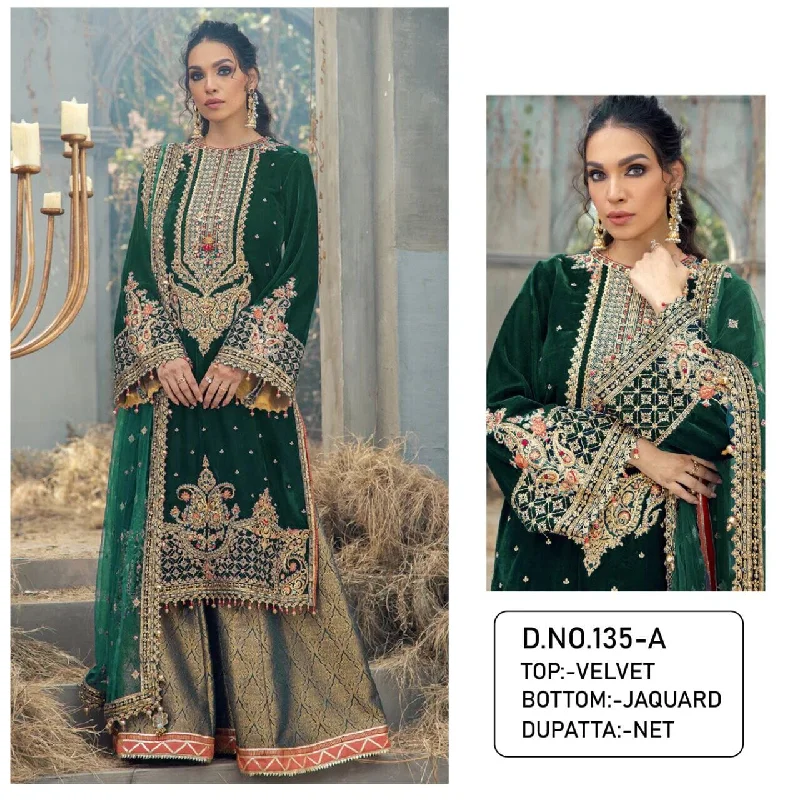 135 A Velvet Heavy Embroidered Designer Suit