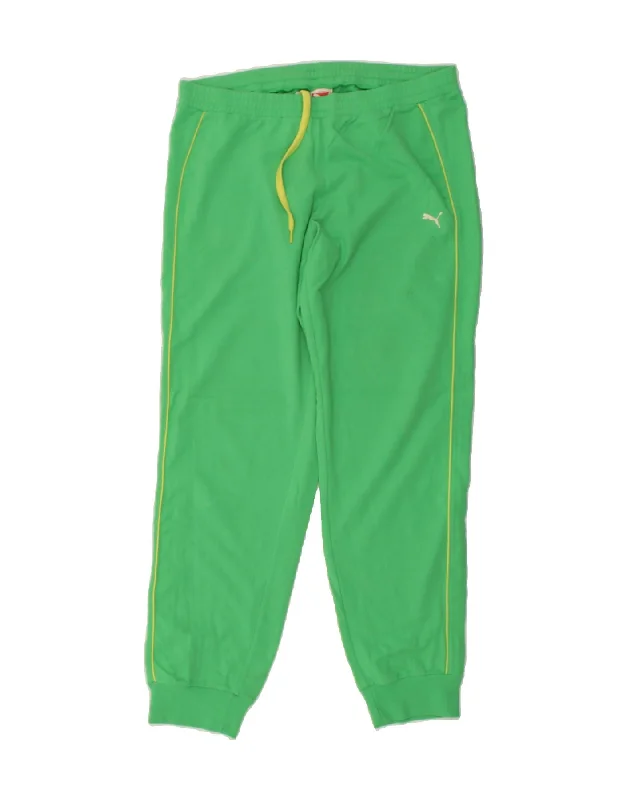 PUMA Womens Tracksuit Trousers Joggers UK 14 Medium Green Cotton