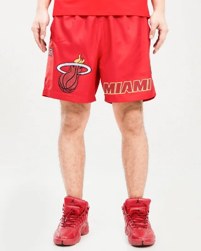 NBA MIAMI HEAT LOCK UP TEAM LOGO MEN'S WOVEN SHORT (RED)