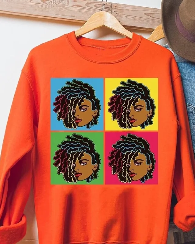 Black Woman Colorful Locs Long Sleeve Sweatshirt