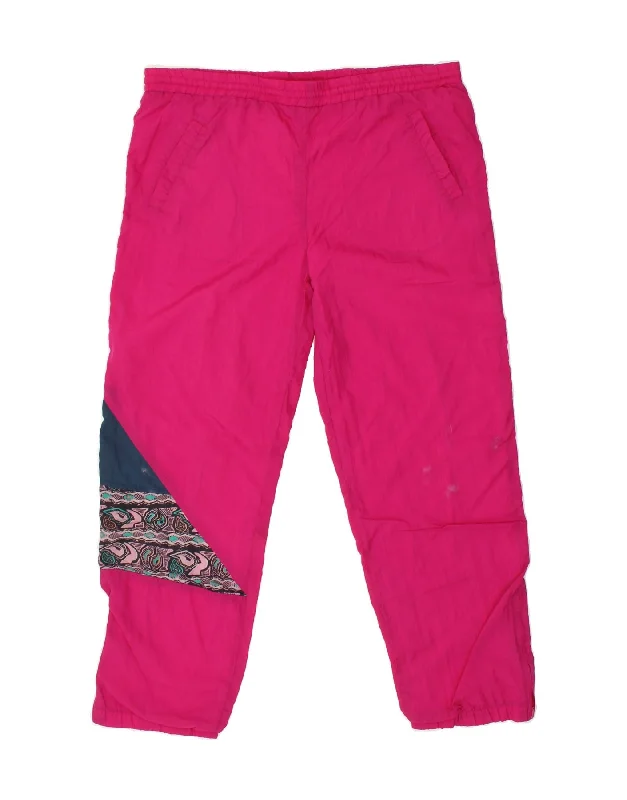 VINTAGE Womens Tracksuit Trousers UK 18 XL Pink Colourblock