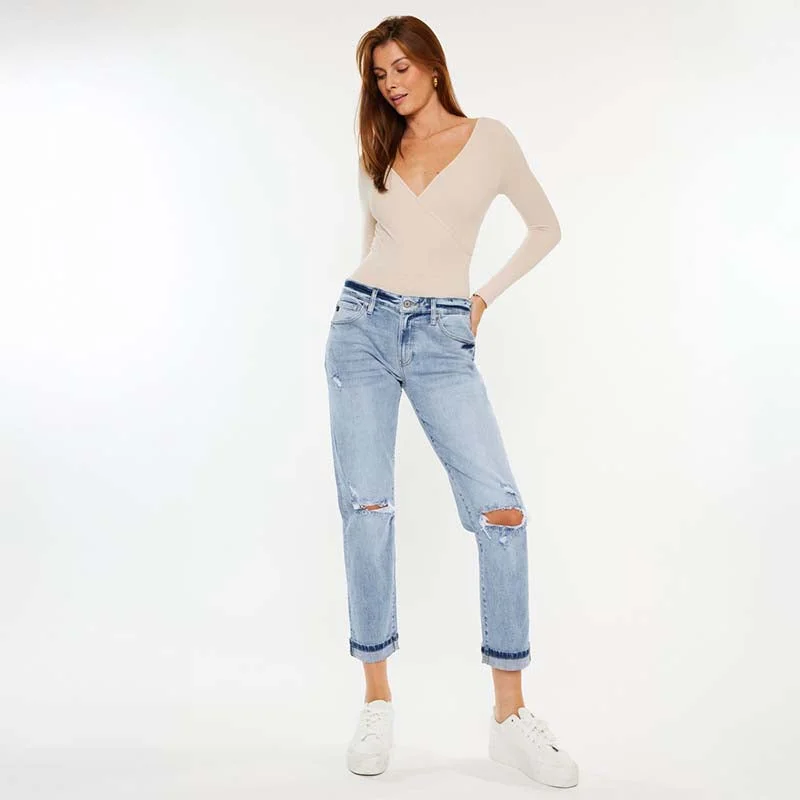 Mid Rise Boyfriend Cuff Jeans