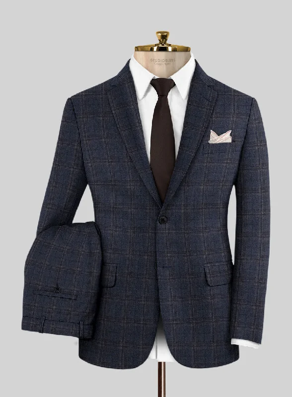 Italian Ofra Blue Checks Flannel Suit