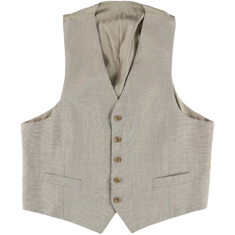 Michael Kors Mens Neat Pindot Five Button Vest, Beige, 37 Regular