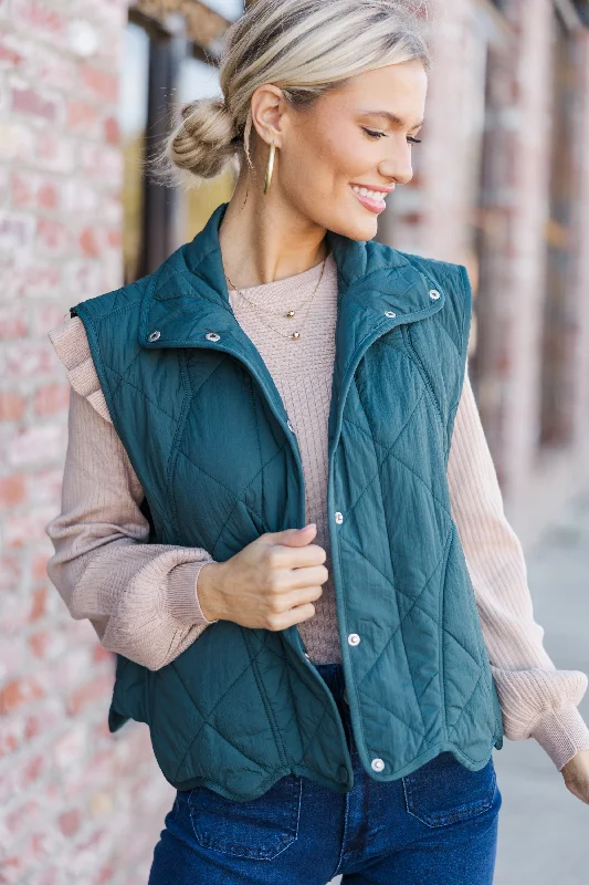 Tell It All Emerald Green Quilted Vest