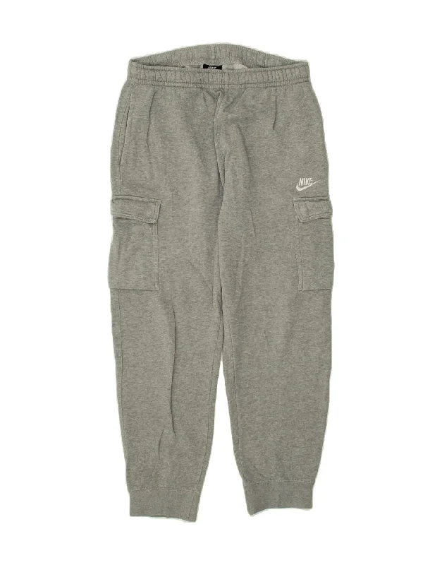 NIKE Womens Cargo Tracksuit Trousers Joggers UK 14 Medium Grey Cotton