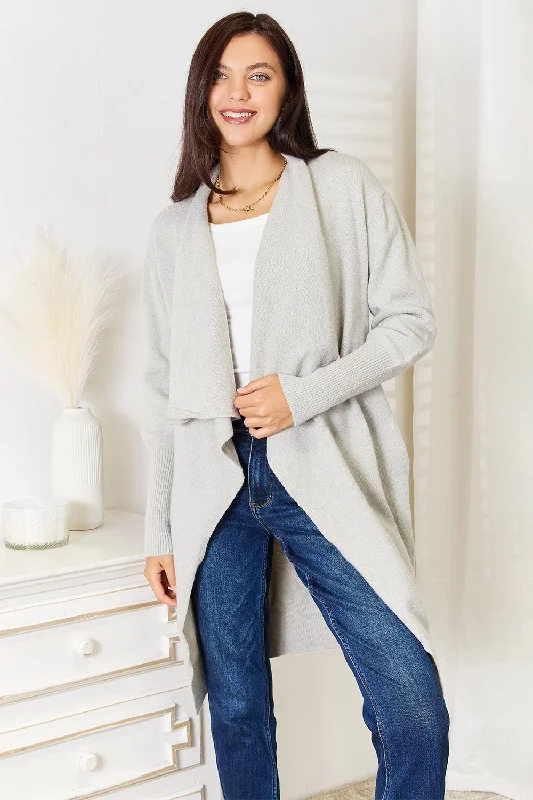 Angel Wings Open Front Duster Cardigan with Pockets