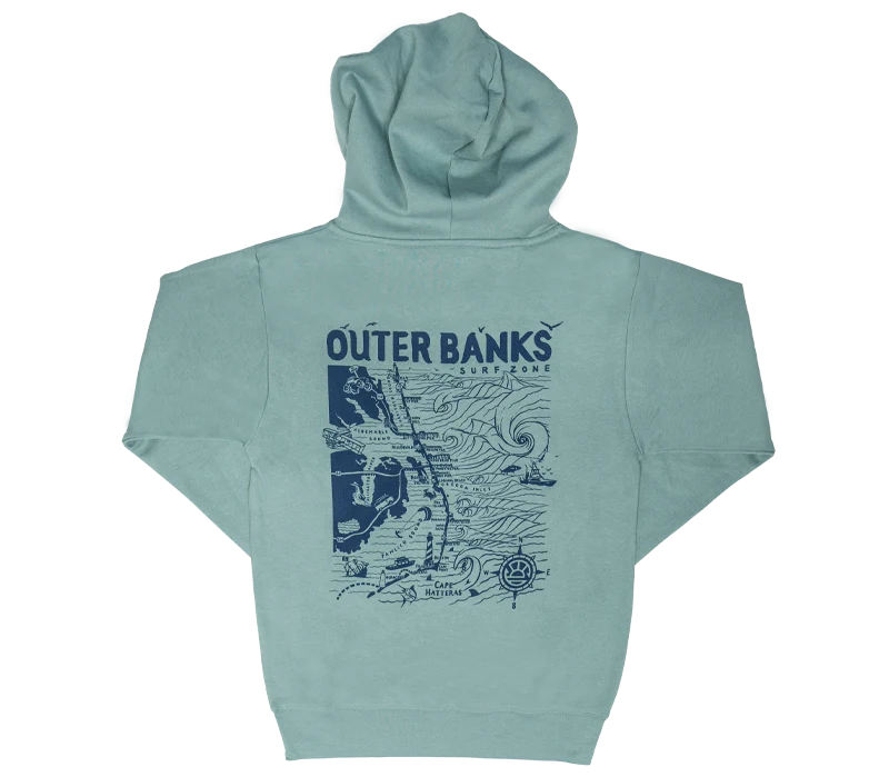 REAL Outer Banks Map Wmn's Hooded Sweatshirt-Agave