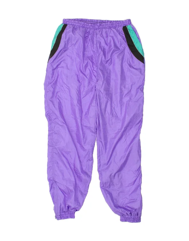 VINTAGE Womens Tracksuit Trousers Joggers XL Purple Colourblock Polyamide