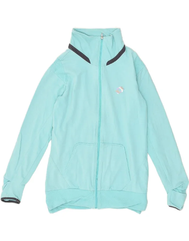 LOTTO Womens Tracksuit Top Jacket UK 10 Small Turquoise Cotton