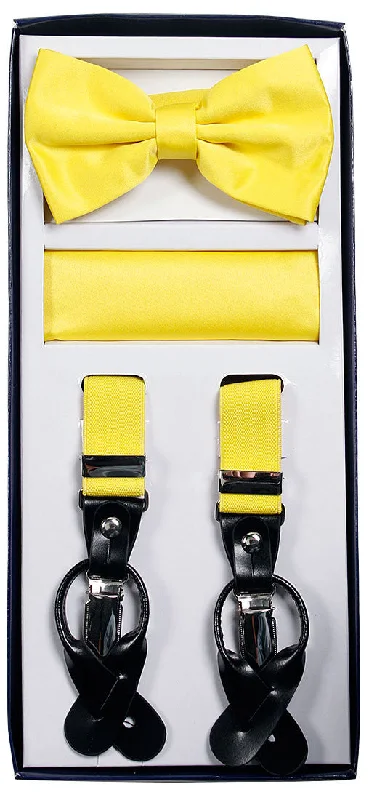 Yellow Suspenders & Bowtie Hanky 3 Piece Set