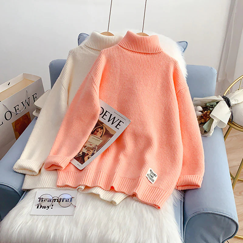 Candy color turtleneck sweater sweater sweater top      S2541