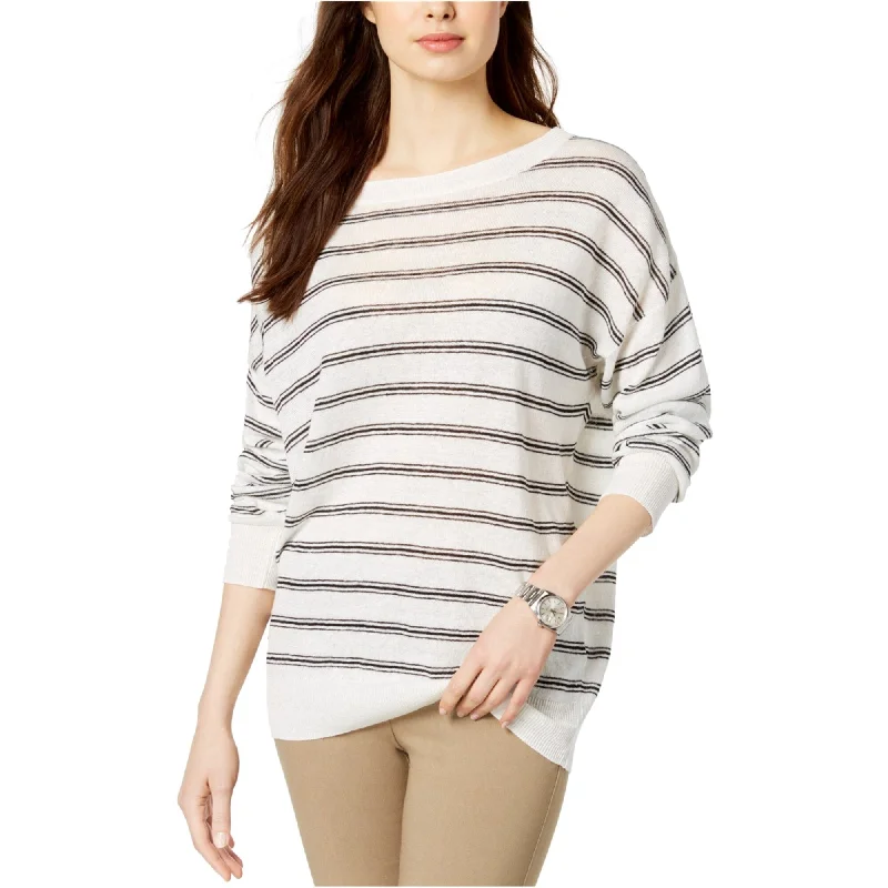 Lacoste Womens Striped Pullover Sweater, White, X-Small