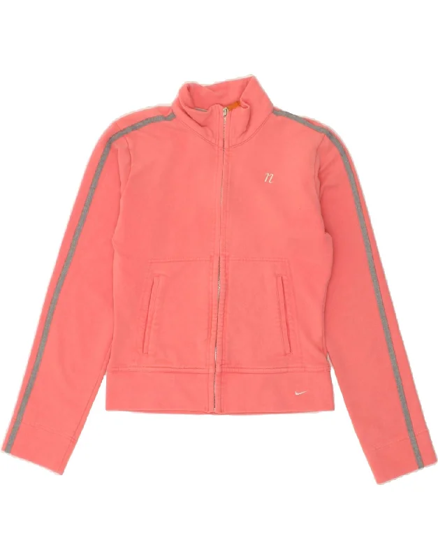 NIKE Womens Crop Tracksuit Top Jacket UK 8/10 Small Pink