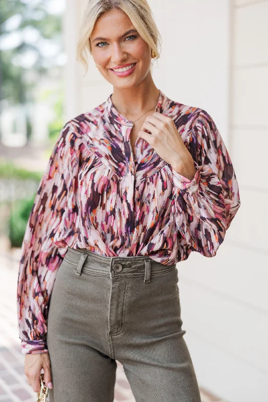 Keep It Going Pink Abstract Blouse