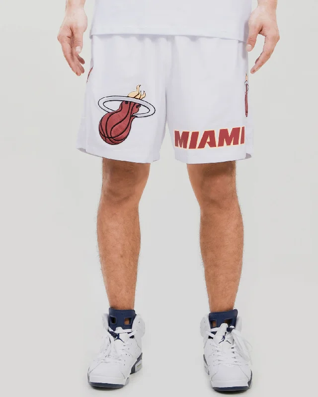 NBA MIAMI HEAT LOCK UP TEAM LOGO MEN'S WOVEN SHORT (WHITE)