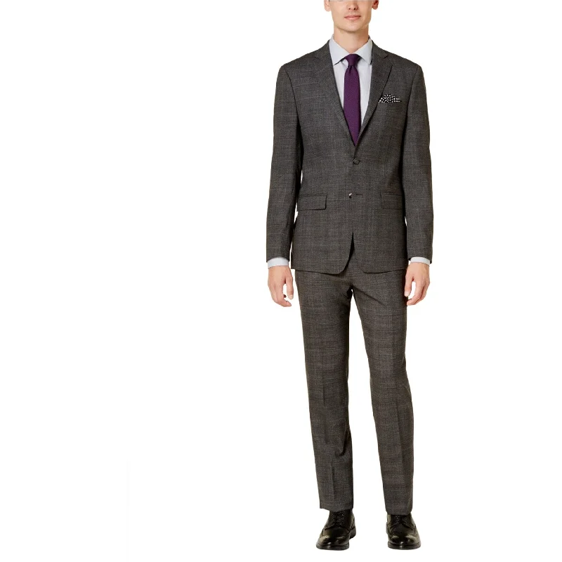 Calvin Klein Mens Tonal Plaid Formal Tuxedo