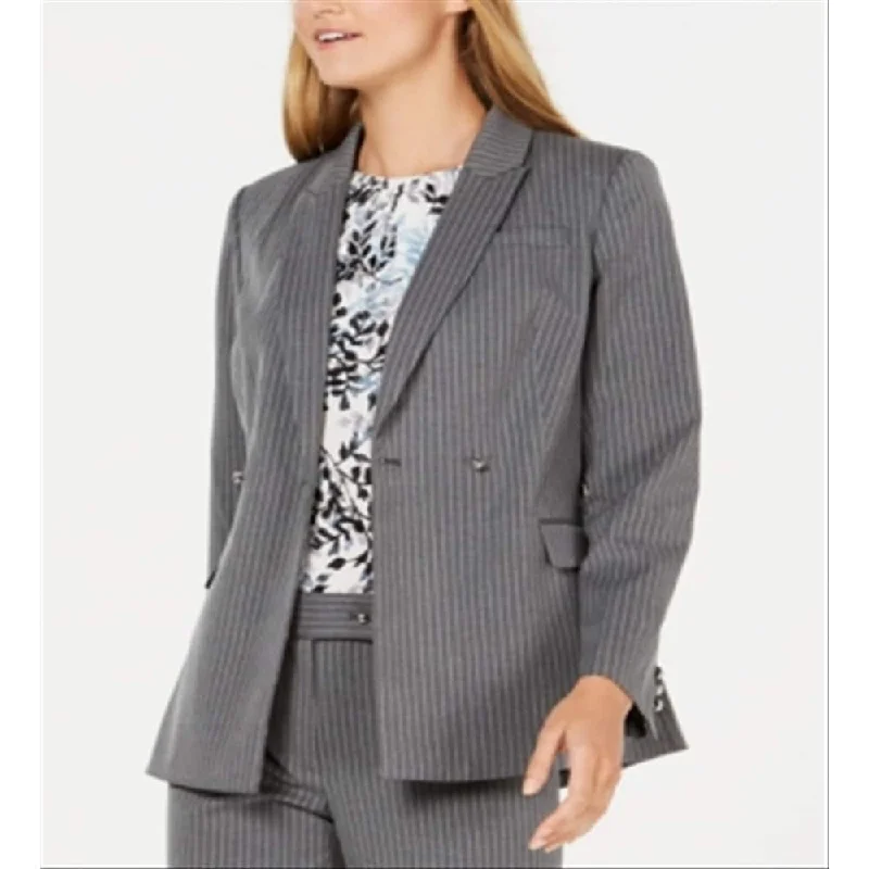 Calvin Klein Women's Pinstriped Double Breasted Blazer Gray Size 2