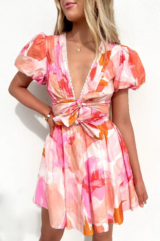 Kolby Mini Dress Pink Watercolour