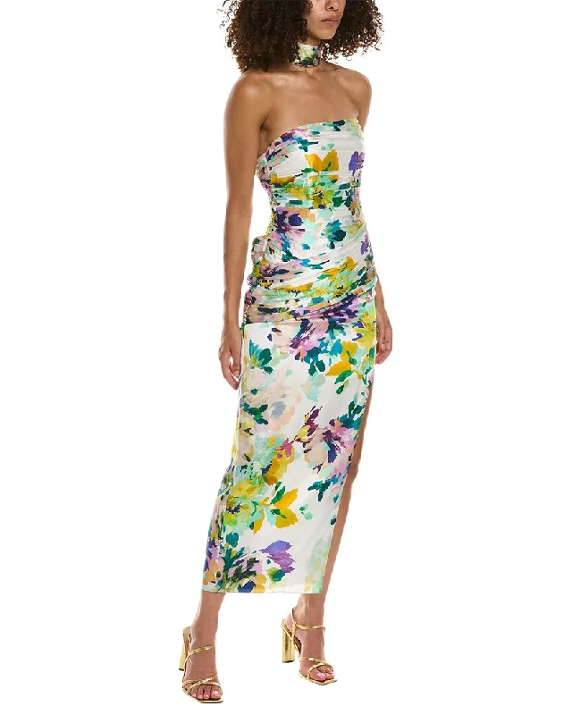 Nicholas Blane Reverse Halter Silk Midi Dress