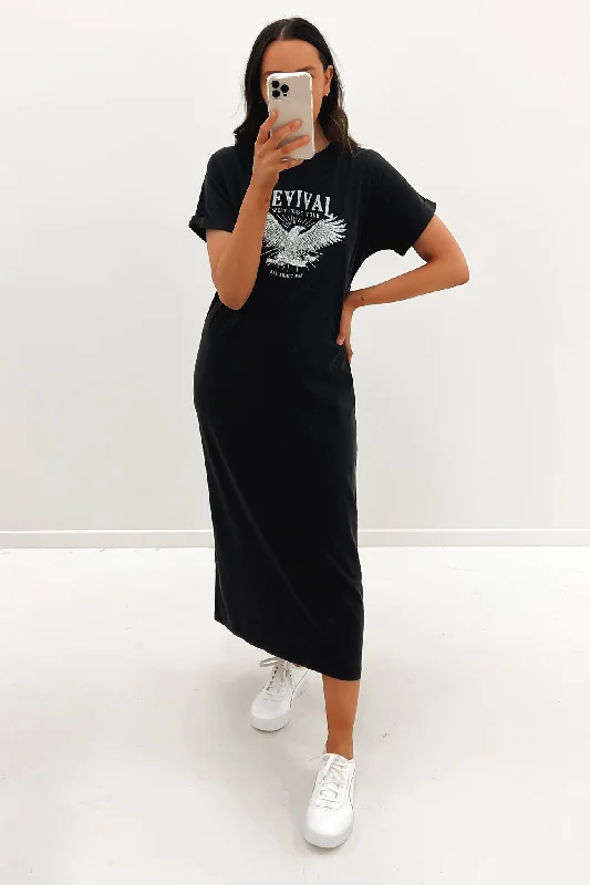 Revival Midi Tee Dress Washed Black