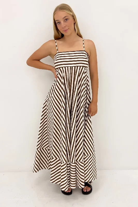 Riley Maxi Dress Chocolate Stripe