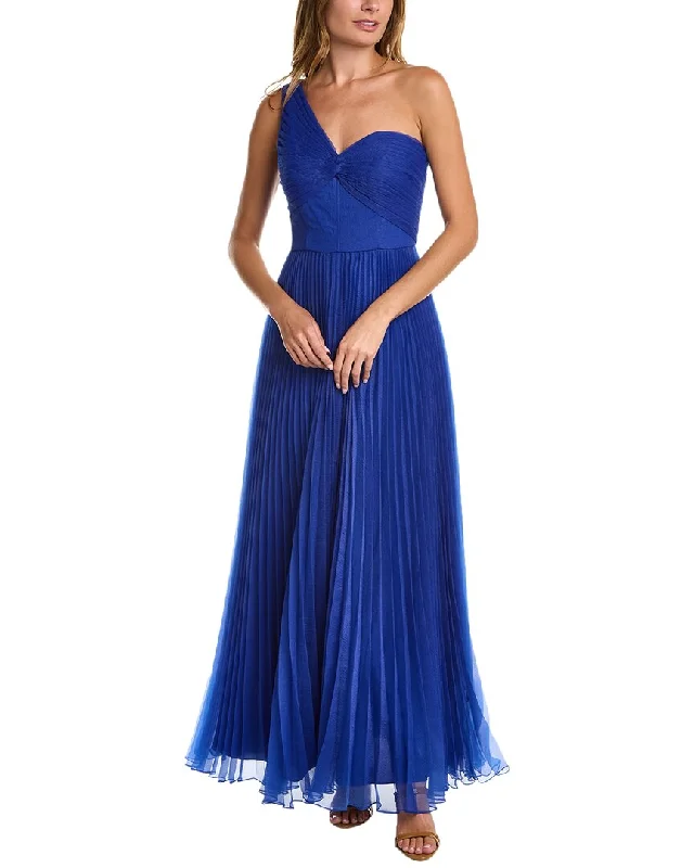 Theia Pleated Organza Gown