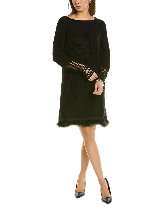 TWINSET Layered Wool & Cashmere-Blend Sweaterdress