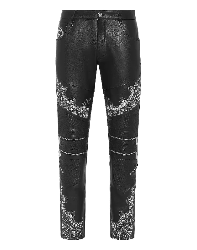 Leather Biker Trousers Paisley