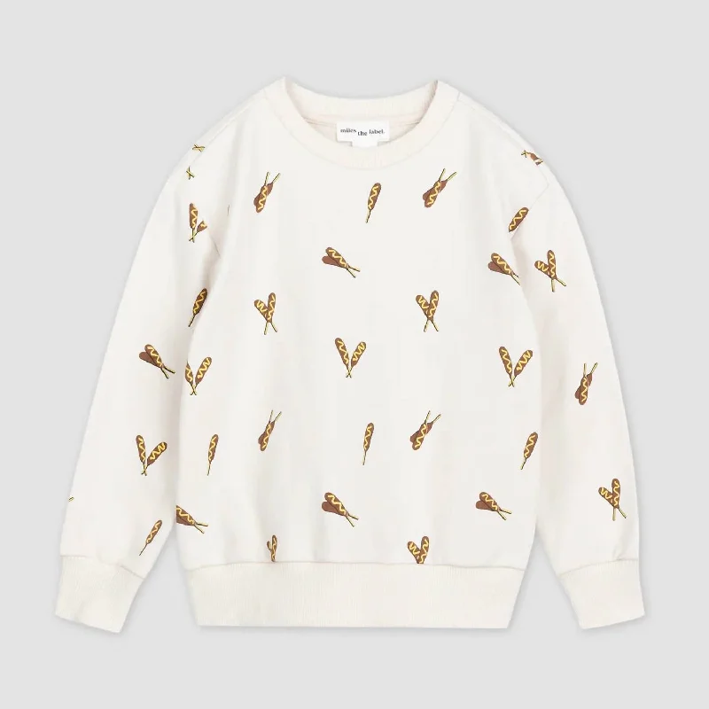 Kid's Corn Dog Print Sweatshirt In Beige