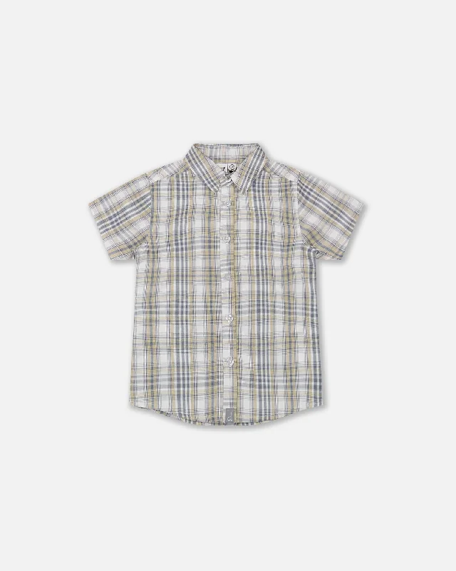 Plaid Short Sleeve Shirt Blue Green