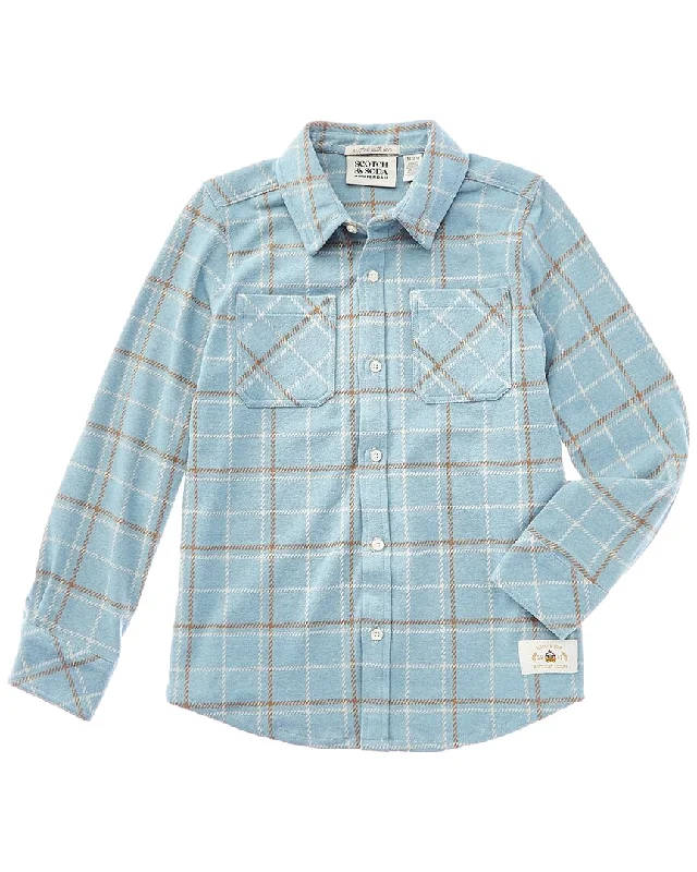 Scotch & Soda Yarn-Dye Knit Twill Button-Up Top